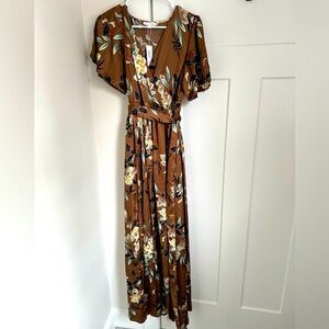 NWT Baltic Born Sicily Satin Floral Mocha
